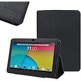 TabSuit Dragon Touch Y88X Plus PU Leather Case Stand Cover for 7'' Dragon Touch Y88X Plus/ Y88X/ Y88, KingPad K70/ K77, NeuTab N7/ N7 Pro, Chromo, ProntoTec, iRulu, Zeepad, Alldaymall w/ Dual Camera (Black)