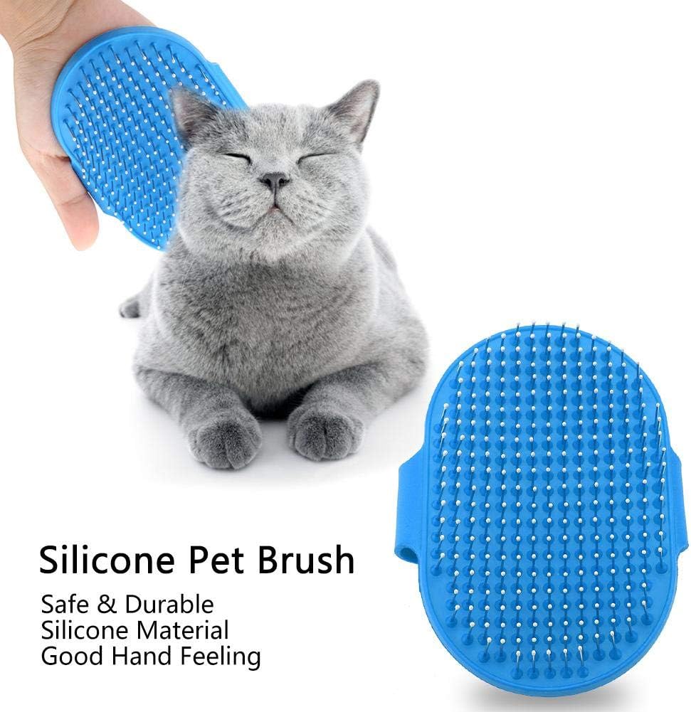 Silicone Pet Grooming Brush for Dogs and Cats - Massage Bath Shampoo Cleaning Brush with Round Head for Long & Short Hair (Blue) - Image 3