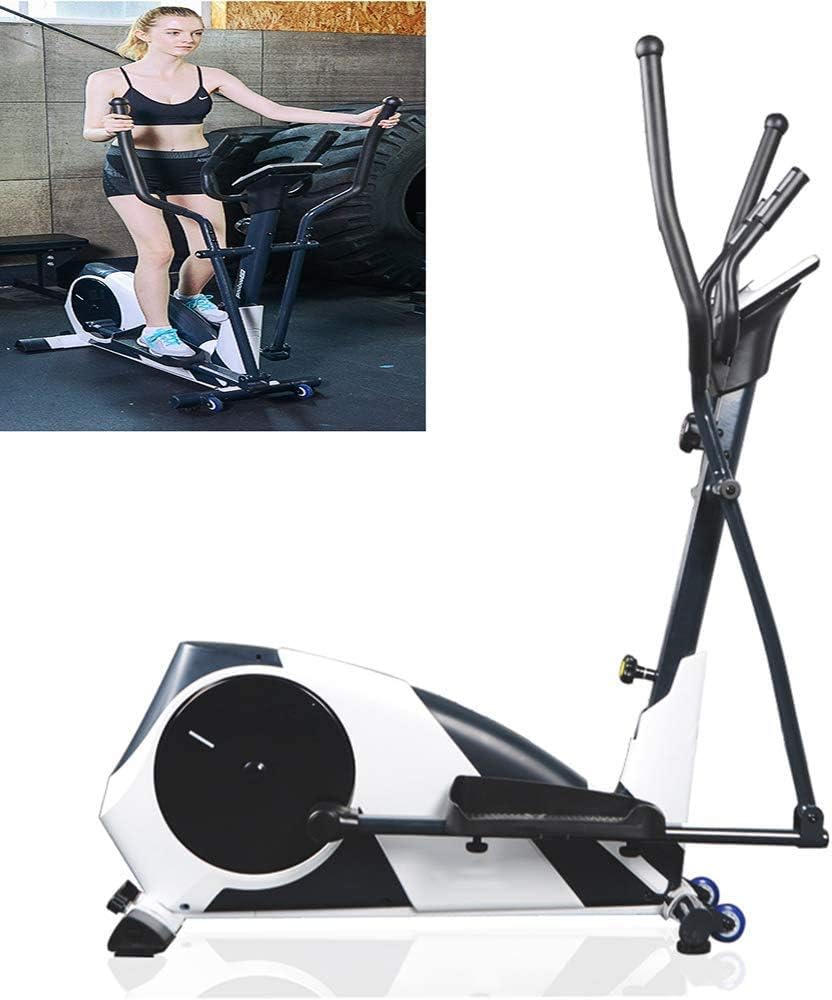 HIGHKAS Foldable Elliptical Machine, Silent Magnetic Control Elliptical Exercise Machine, with IPAD Bracket and Heart Rate Detection, for Office