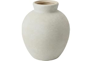 Sawoake Retro Ceramic Vase, 7.5 Inch Farmhouse Rustic Pot, Vintage Table Centerpiece for Living Room, Dining Room Office Desk