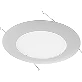 NICOR Lighting 6 inch White Lexan Flat Albalite Shower Trim with Plastic Trim Ring and Albalite Lens (17575)