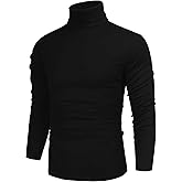 Poriff Men's Casual Slim Fit Basic Tops Knitted Lightweight Turtleneck Pullover Sweater