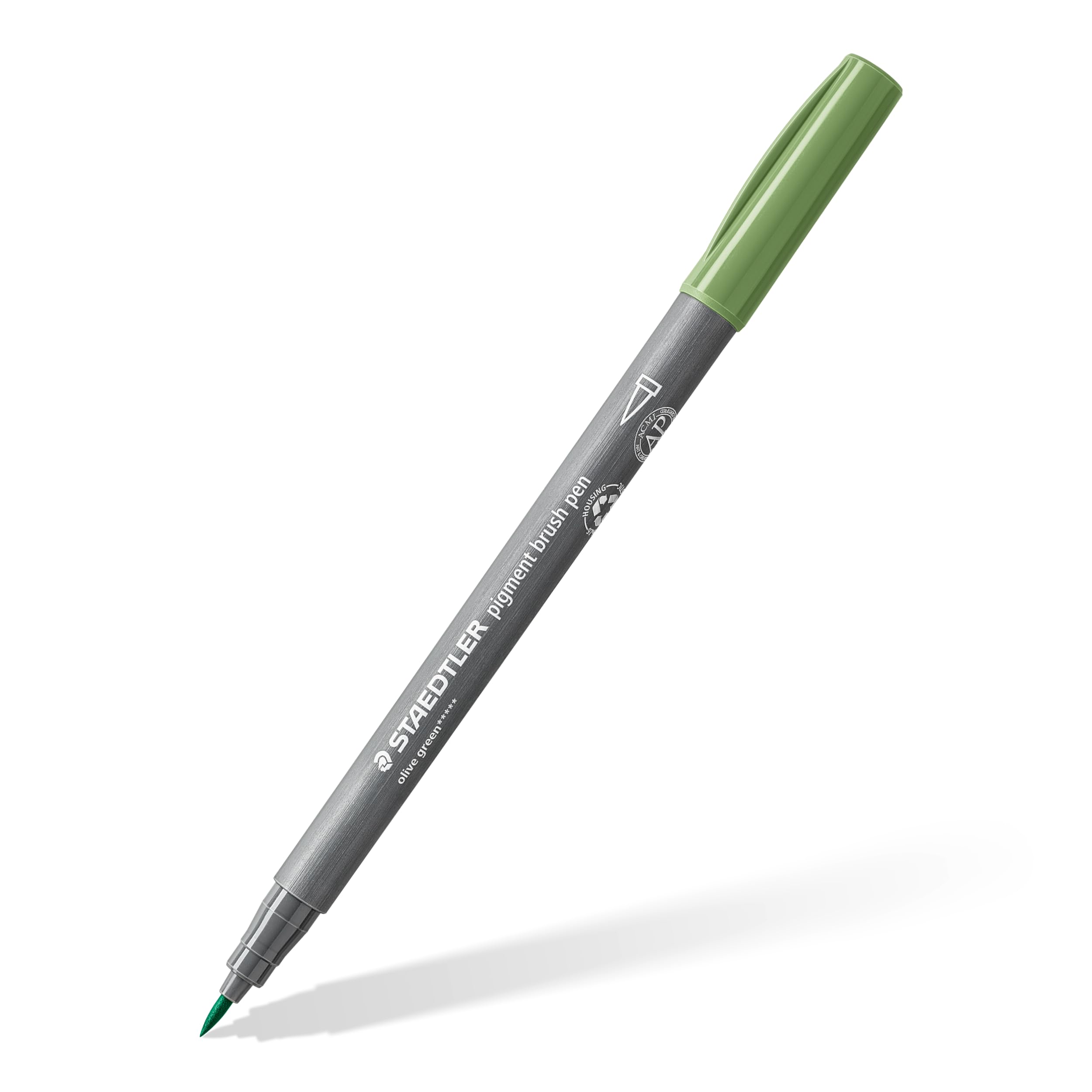 STAEDTLER 371-57 Pigment Arts Brush Pen - Olive Green (Box of 10)