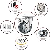 BWKJMY 8 Inch Heavy Duty Caster Wheels Set 4pcs Rubber Swivel Industrial Plate view 2