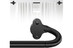 JRZOO Wrap Around Curtain Rod 30-45 Inch(2.5-3.75 Feet), 5/8'' Adjustable Heavy Duty Blackout Drapery Rod, Curved Ceiling Mount Room Darkening Curtain Rods for Windows, Black