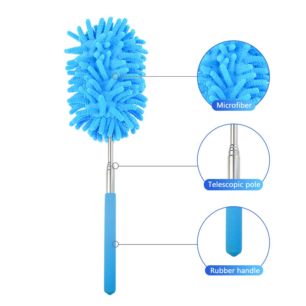 mifengdaer 6 Pack Bendable Microfiber Duster Extendable Dusting Brush Washable Duster, 3 Bendable and 3 Straight