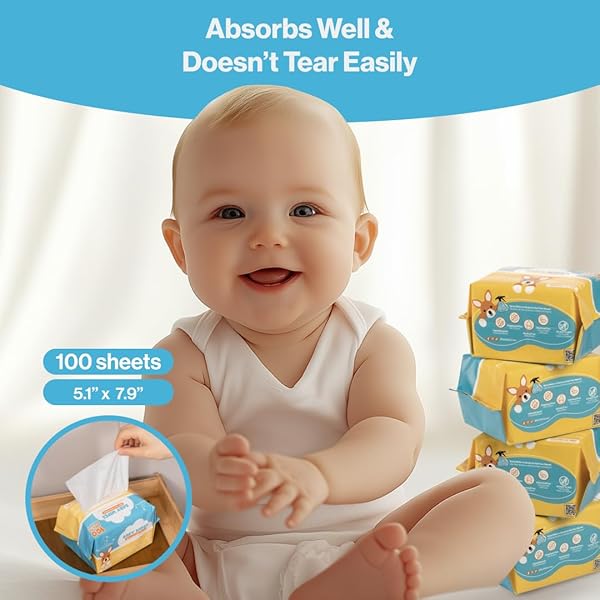 BABBLEROO DRY WIPES FOR BABY – 100% PLANT-BASED COTTON, HYPOALLERGENIC, FRAGRANCE-FREE, CHEMICAL-FREE, GENTLE FOR SENSITIVE SKIN, USE WET OR DRY FOR DIAPER CHANGES AND CLEANUPS– 200 WIPES