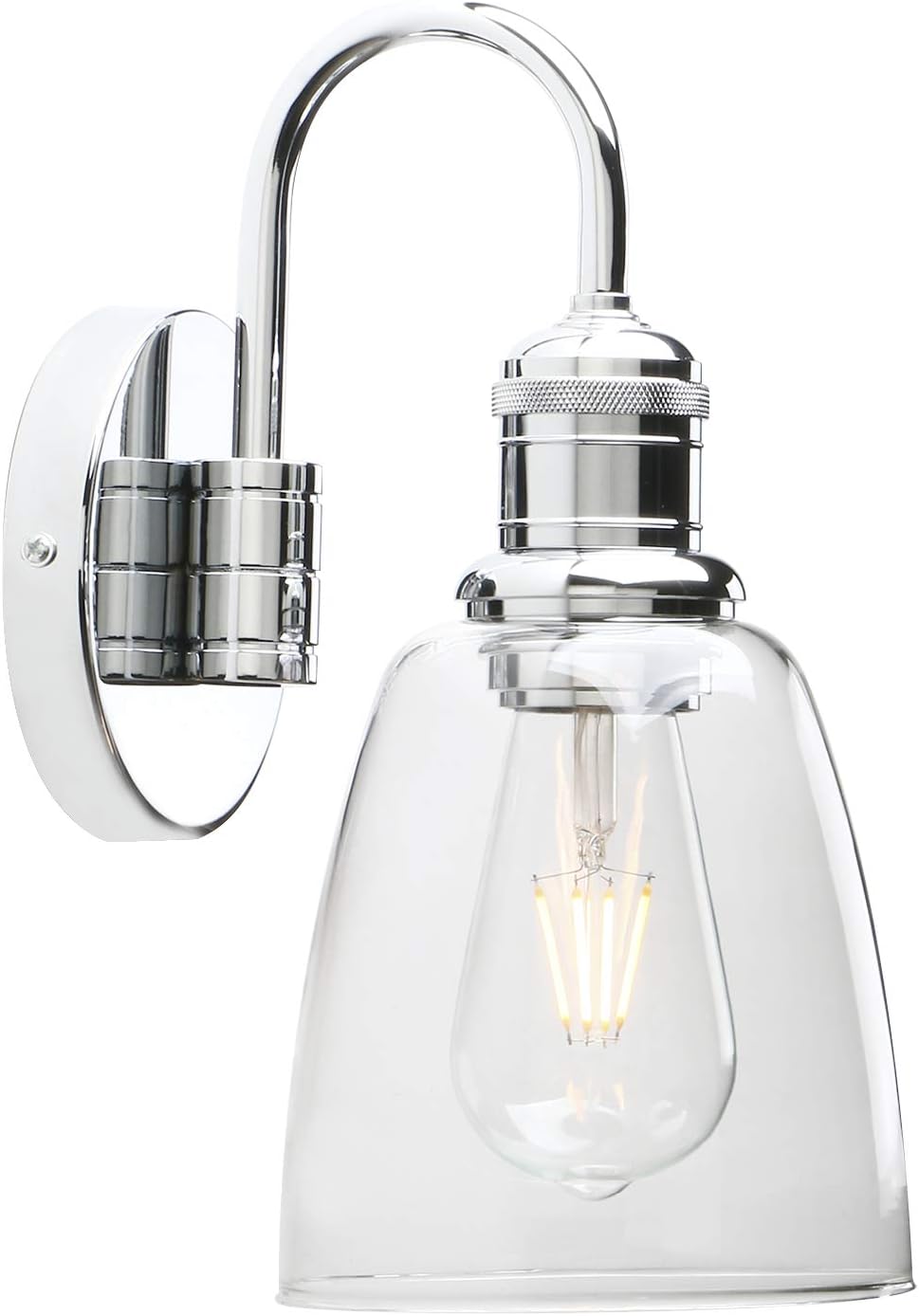 Yosoan Lighting Modern Vintage Industrial Bell Sconce Wall Light Fitting with 5.6” Clear Glass Lampshade