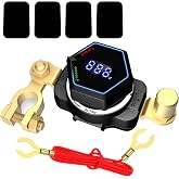 AWBLIN Top Post Battery Disconnect Switch with Voltmeter | DC 5-80V Master Isolator On Off Kill Switch Power Cut/Shut Off Switch for Marine Boat RV Car Truck Camper Trailer