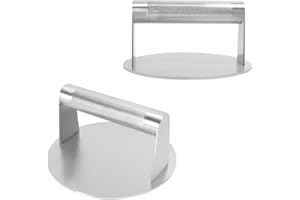 SafBbcue Burger Press,2pack 6.2" Bacon Press Heavy-Duty Stainless Steel Smash Meat Steak with Anti-Slip Cold Metal Handle for Blackstone Camp Chef Pitboss Weber Treager Griddle Grills (Round)