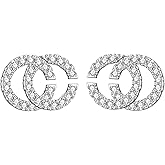 HighSpark Silver Double C Earrings | Stylish Designer Earrings | Chic Letter Design | Hypoallergenic | Perfect for Parties & Gifts