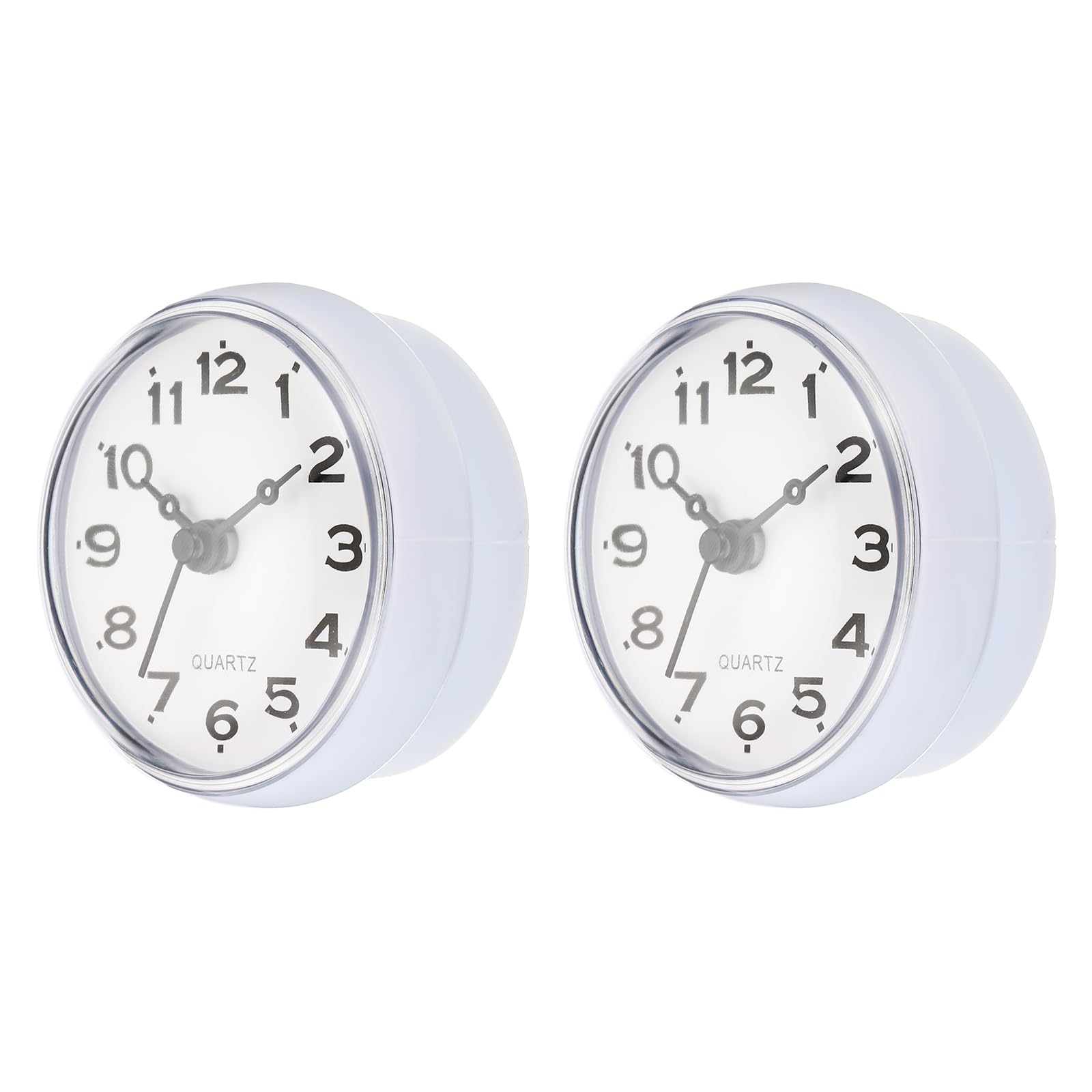 PATIKIL Waterproof Shower Clock, 2 Pack Non Ticking Silent Mini Cute Mirror Wall Clocks with Suction Cup for Bathroom Kitchen Home Decoration, White/Black