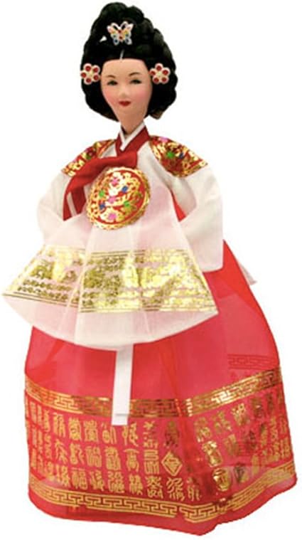 korean dolls in glass case