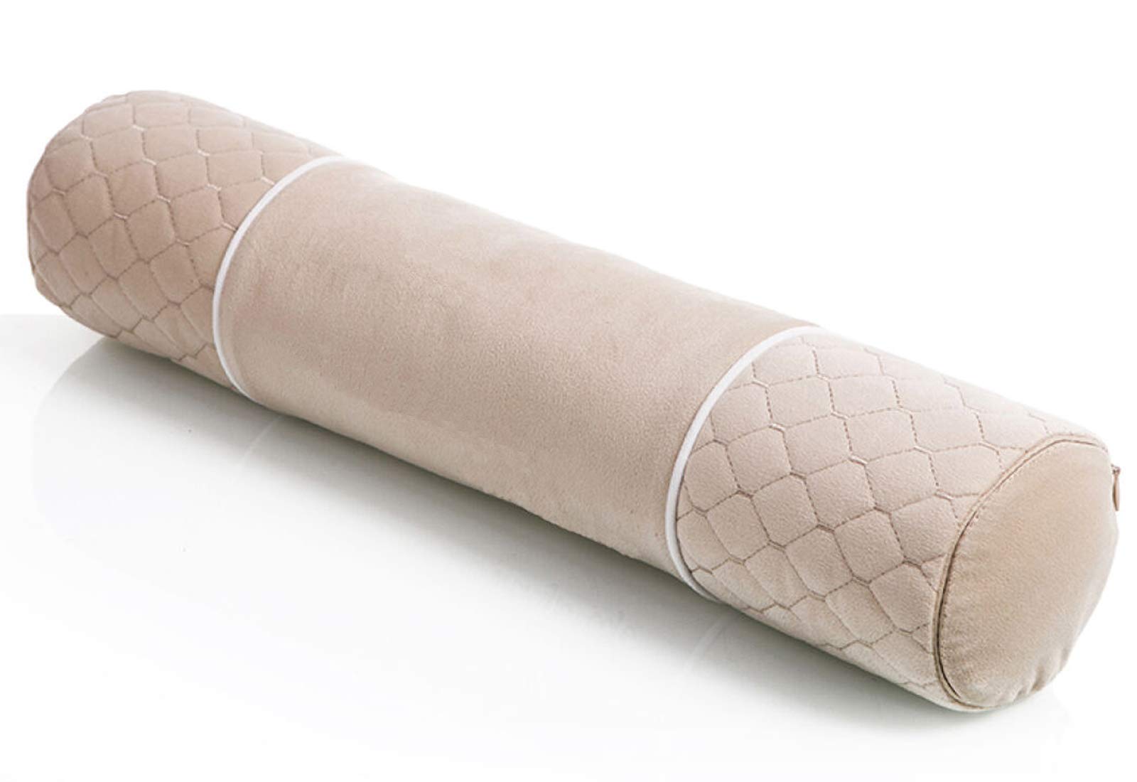 Alibo Cervical Round Roll Bolster Neck Support Pillow Cylinder Bed Sleeping Pillow 19" x4" With Washable Pillowcase Back Pain Relief Adjustable Pillow Beige,Non Hypoallergenic Head Rest