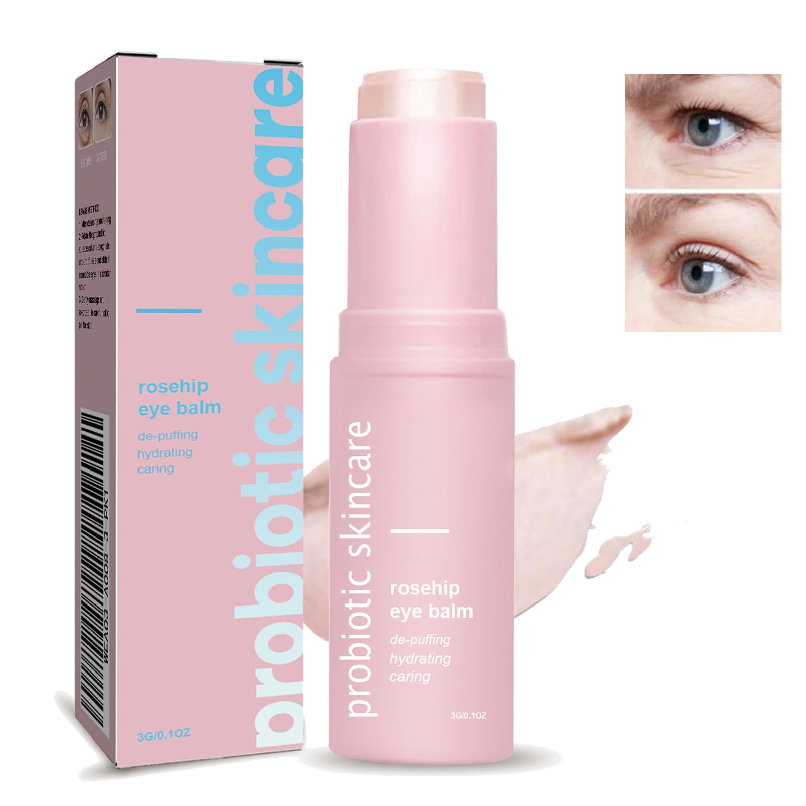 Hydrating Eye Stick, Eye Balm Stick, Under Eye Cream Anti Aging, Eye Brightening Stick, Cooling Eye Balm for Dark Circles and Puffiness, Reduces Wrinkles and Moisturizes