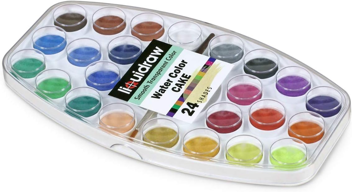 Liquidraw Watercolor Paint Set 24 Colours with Palette & Brush Watercolour Painting for Adults and Kids