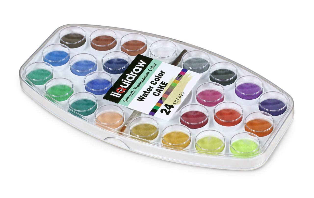 Liquidraw Watercolor Paint Set 24 Colours with Palette & Brush Watercolour Painting for Adults and Kids
