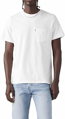 Homme Short Sleeve Classic Pocket Tee, White + Slub, M