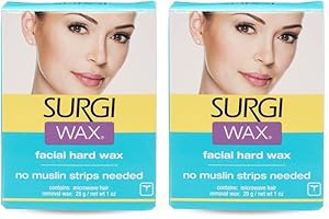 Surgiwax Microwaveable Facial Hair Removal Wax, Hard Wax Kit – Stripless Hair Removal for Face, & Upper Lip, At-Home Waxing Kit for Women, 1 oz, 2 Pack