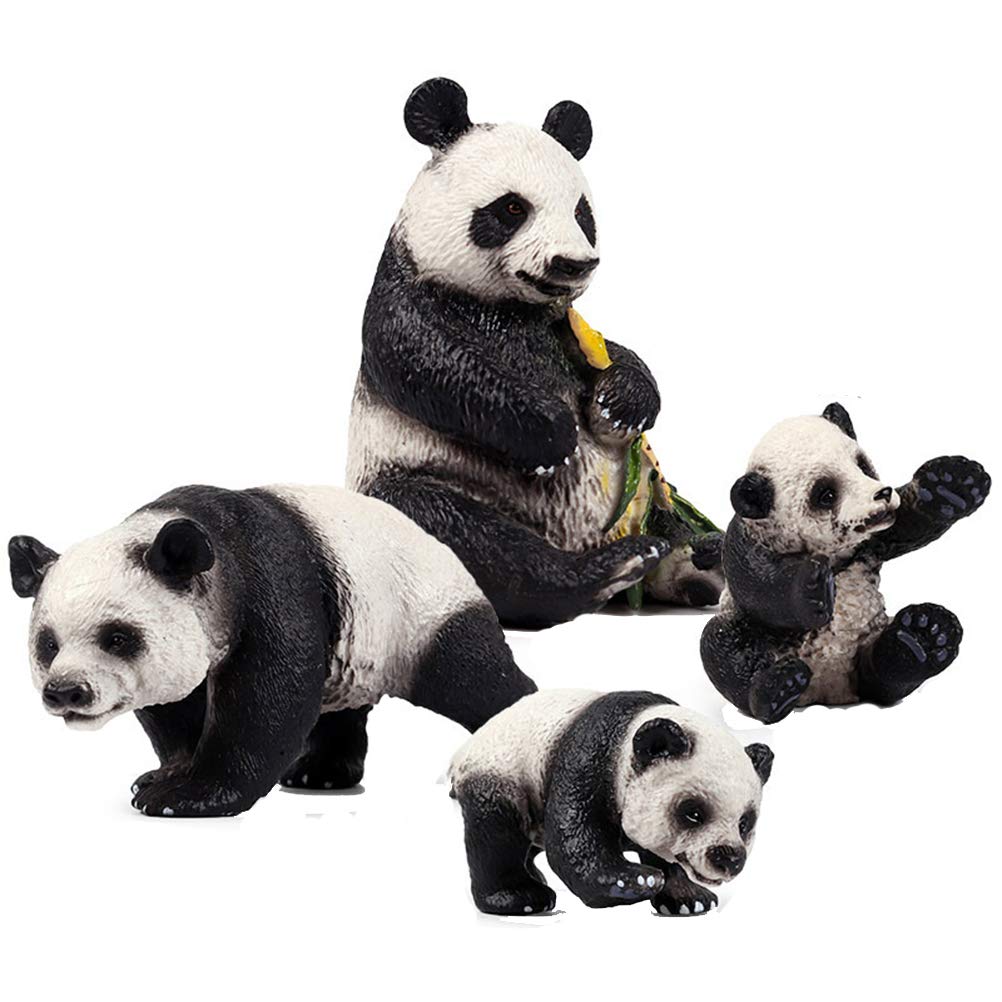 JOKFEICE 4pcs Realistic Panda Toys - Plastic Animal Figurines Action Model - Educational Toys - Birthday Cupcake Topper Party Favors For Kids