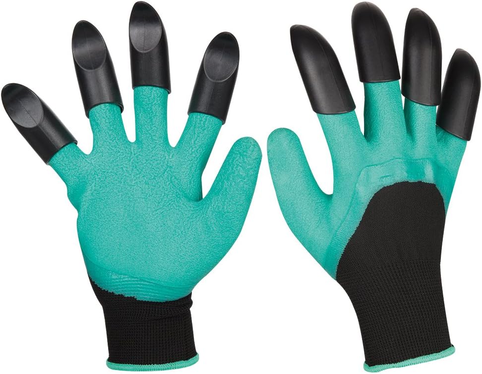 Garden Gloves, RVOKOMS Gardening Gloves with Claws on Double Hand, Quick, Easy, Safe for Digging and Planting, Waterproof Garden Tool(Double Claw)