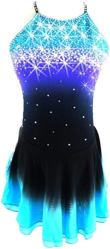 Figure Skating Dress, Sleeveless Women Girls' Ice Skating Dress Performance Competition Costume Rhinestone Handmade Skating Wear Sexy Halo Dyeing Black/Blue Open Back