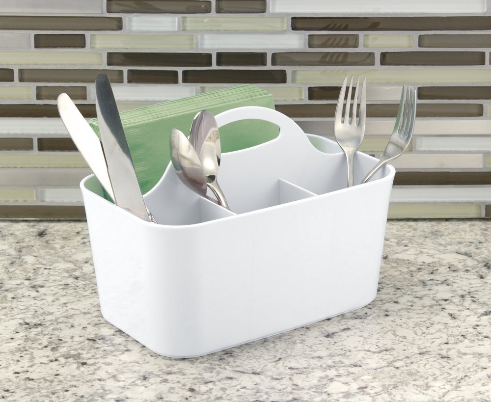mDesign Kitchen Divided Cutlery Storage Caddy Bin BPA Free