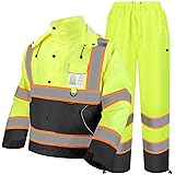TICONN Hi Vis Rain Jacket and Pants, Waterproof