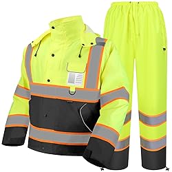 TICONN Hi Vis Rain Jacket and Pants, Waterproof