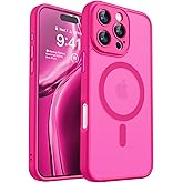 CANSHN Magnetic Compatible with iPhone 16 Pro Max Case, Upgraded [Full Camera Protection] [Compatible with Magsafe] [Translucent Matte] Shockproof Protective Phone Case Cover 6.9 Inch - Hot Pink