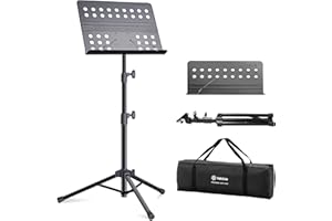 Vekkia Sheet Music Stand-Metal Professional Portable Perforated Music Stand with Carrying Bag,Folding Adjustable Music Holder