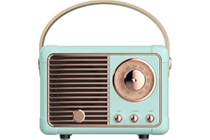 Dosmix Retro Bluetooth Speaker, Vintage Decor, Small Wireless Bluetooth Speaker, Cute Old Fashion Style for Kitchen Desk Bedroom Office Party Outdoor Kawaii for Android/iOS Devices (Blue)