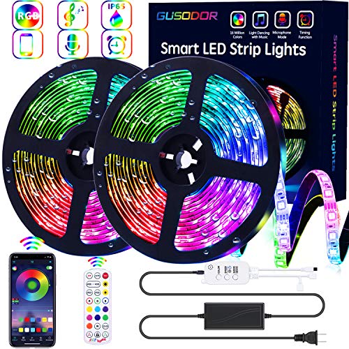 GUSODOR-LED-Strip-Lights-RGB-Strips-328ft-Waterproof-Tape-Light-300-LEDs-SMD5050-Music-Sync-Color-Changing-24Key-Remote-Control-Decoration-for-Home-Bedroom-TV-Party-Christmas-Smart-APP-Controlled