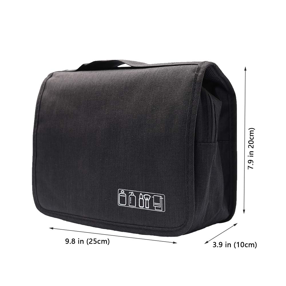 Water Resistant Hanging Toiletry Bag Cosmetic Bags with 8 Pouches Bathroom Shower Organizer Portable Durable for Men and Women (Black)