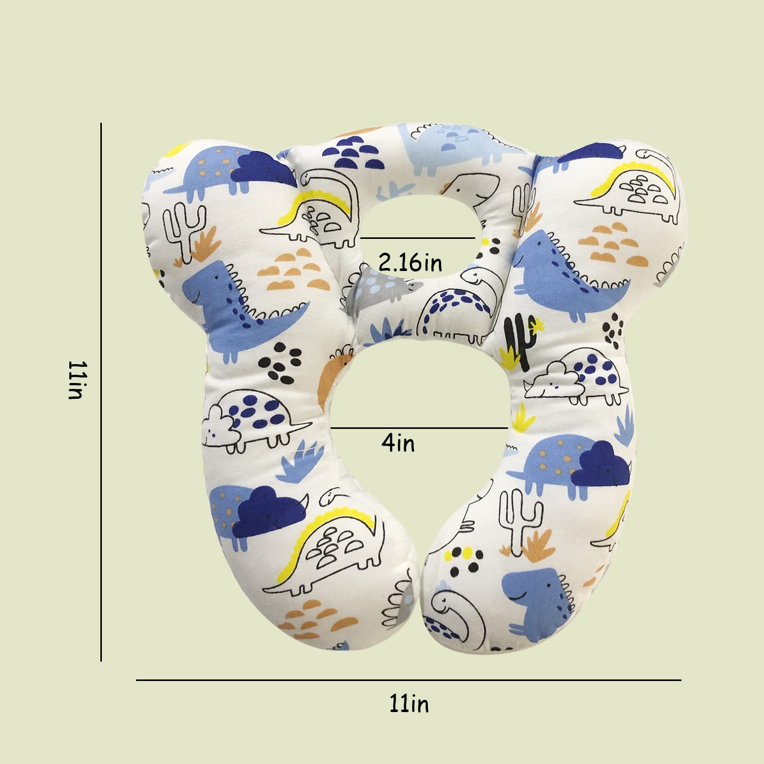 Baby Travel Pillow,Soft and Skin Friendly Kids Cushion for Car Seat - Newborn Pillow for Pushchair,Car Seat,Travel (Blue Dinosaur)