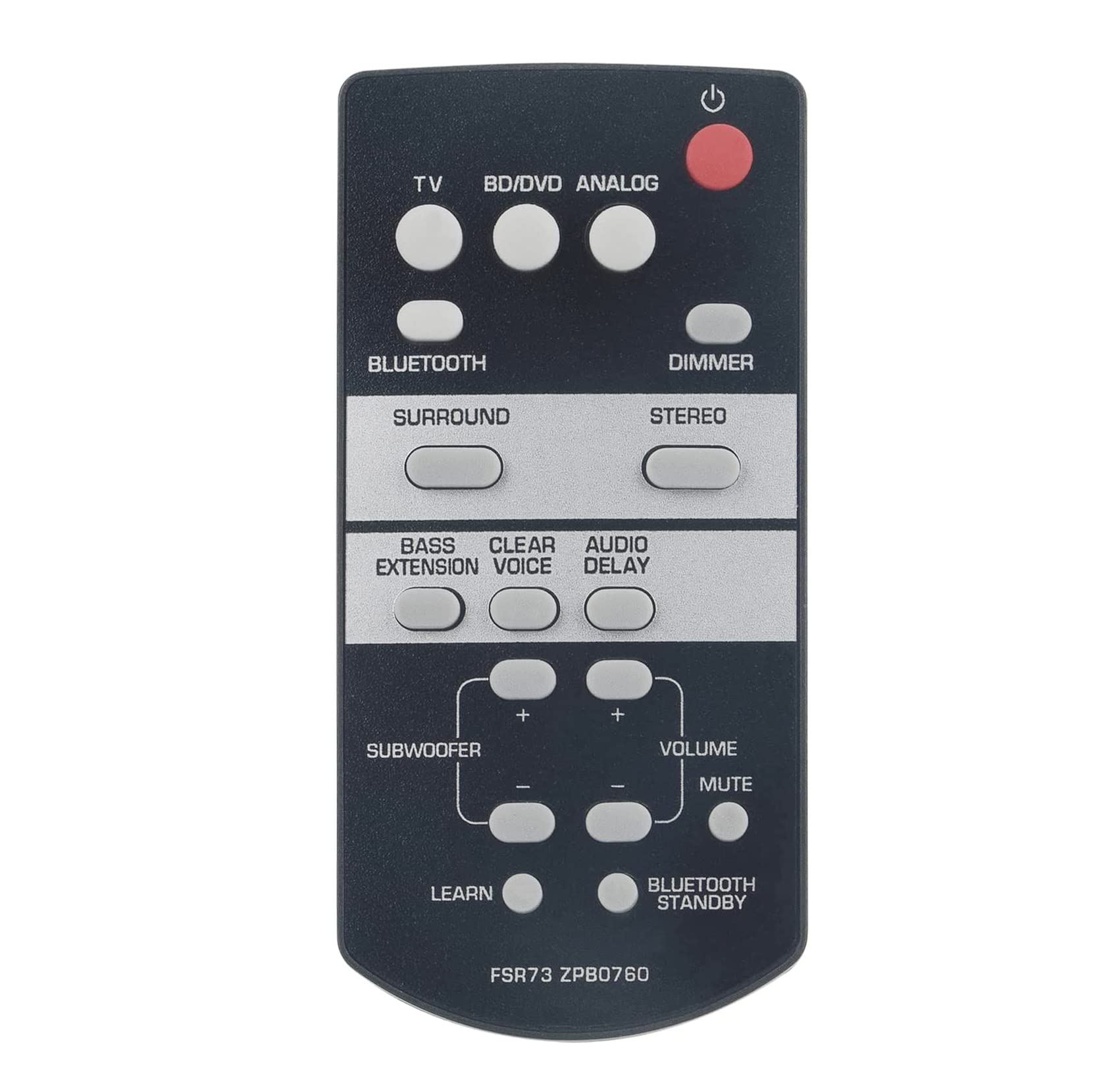 AULCMEET FSR73-ZP80760 Replacement Remote Control Compatible with YAMAHA w/Subwoofers Sound Bar Home Audio YAS-105 ATS-1050 SRT-700