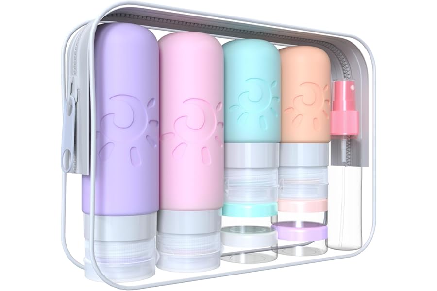 Zafit 18 Pack travel Bottles for Toiletries, TSA Approved Silicone Travel Containers Leak Proof Refillable Travel Accessories for Shampoo Conditioner Lotion Body Wash(Multicolored C)