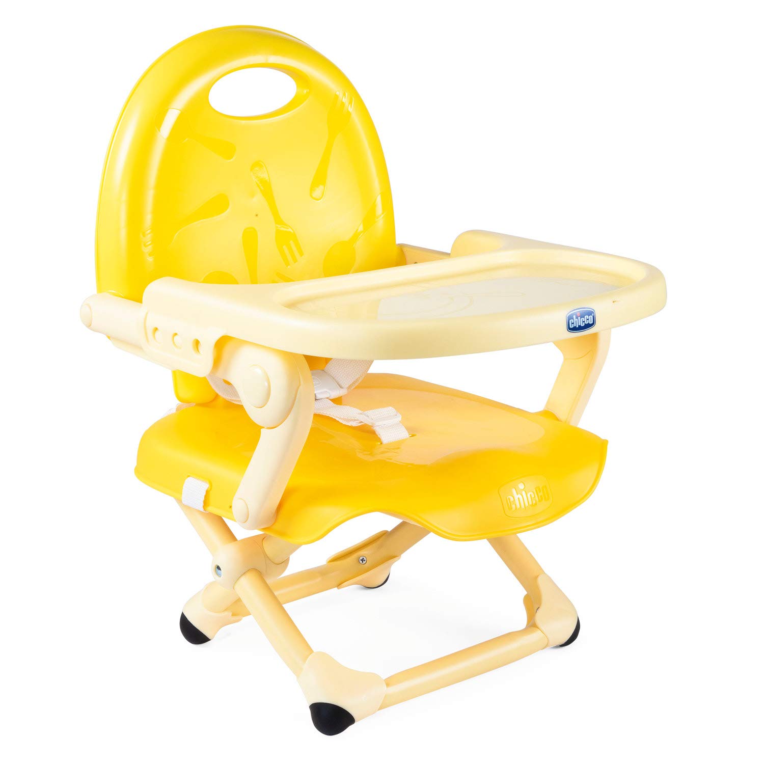 Chicco Pocket Snack Baby Booster Chair for Children from 6 Months to 3 Years (15 kg), Adjustable High Chair with Compact Fastening and Removable Tray - Saffron