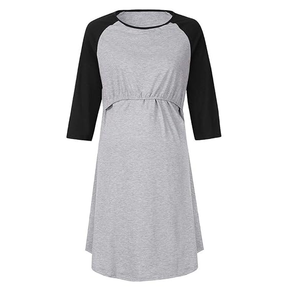 Bold N Elegant Knitted Cotton Maternity Sleepwear Short Gown Dress Pregnancy Feeding Nursing Nightwear Nighty