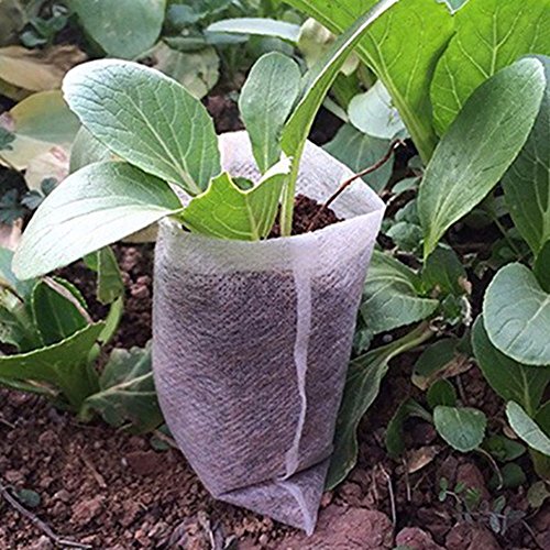 NUOMI 400 Pieces Seeding Bags Small Plant Grow Bags Non-Woven Seedling Raising Pots Gardening Supply for Home Garden, Breathable, Euphotic, 10×8 cm