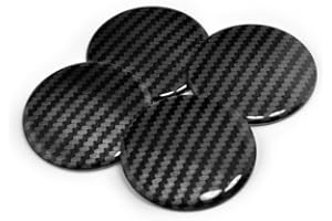 Carbon Fiber Stripe Aluminum Stickers for Hub Center Compatible with 50mm Car Wheel Emblems and Center Covers