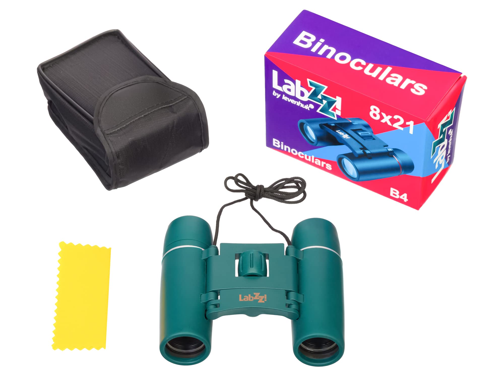 Levenhuk LabZZ B4 Compact Foldable Binoculars for Kids with 8x Magnification BK-7 Fully Coated Optics, Blue