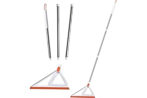 EUEDUE Multifunction Magic Broom, Rubber Squeegee Broom with 53" Long Handle, Silicone Floor Scraping Broom for Floor Bathroom Foam Kitchen Shower Tile Marble Pet Hair Fur Glass Window Cleaning, Orange