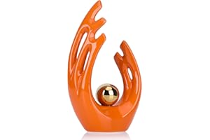 LCCCK 12"H Orange Home Decor Accent, mid century modern decor Dining Table Decorations Orange, Abstract Art Ceramic Statue And Sculpture for Center Pieces Decoration for table, bookshelf decorative objects