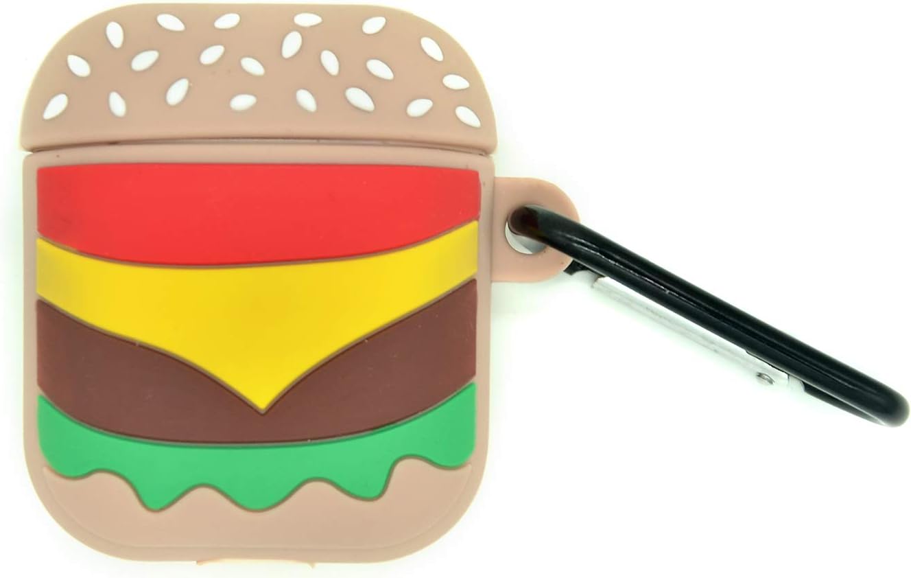 Awin Case for Airpods Case,AirPods 2 Case,Airpods Accessories,Airpods Skin,3D Cute Cartoon Hamburger Silicone Girls Kids Protective Case Compatible for Airpods 1 & 2 Charging Case (Hamburger)
