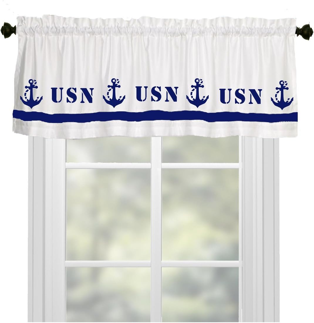 United States Navy - US Military USN Window Valance/Window Treatment - In Your Choice of Colors - Custom Made