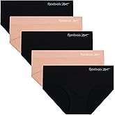 Reebok Hipster Panties for Women - 5 Pack Stretch Performance Seamless Underwear with Relaxed Tag-Free Waistband (S-XL)