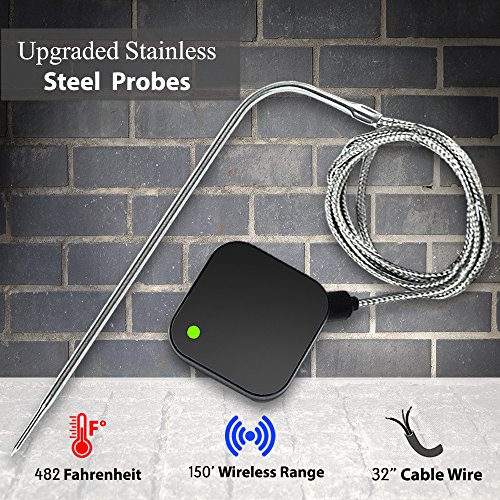 NutriChef Smart Bluetooth BBQ Thermometer Upgraded Stainless Probe