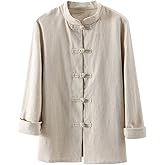 Kedera Women's Linen Shirts Retro Mandarin Collar Chinese Frog Button Tops Blouse