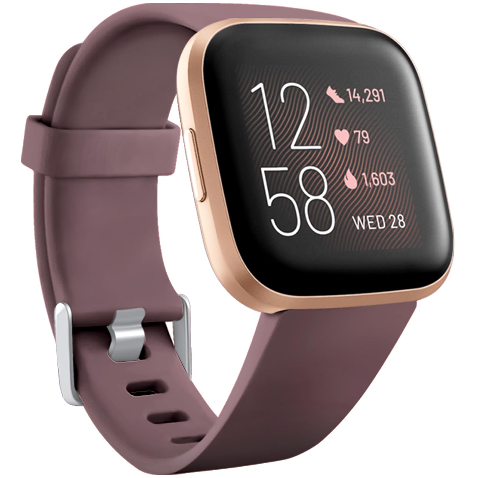 Wepro Compatible with Fitbit Versa 2 Straps/Versa Lite Strap - Smooth Silicone Classic Replacement Wristband, Small Smoke Violet